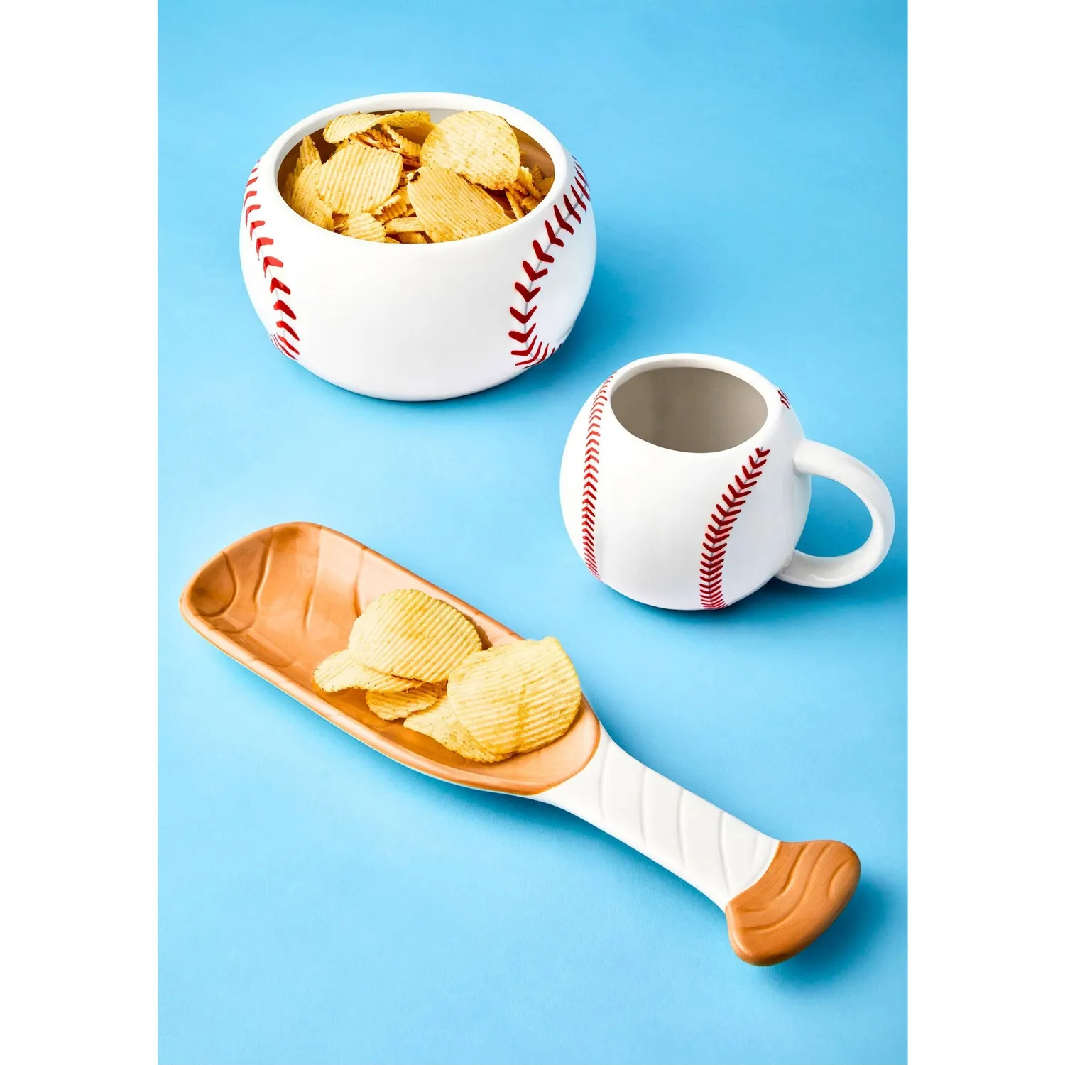 Godinger League baseball fad og skål porcelæn 2-pak