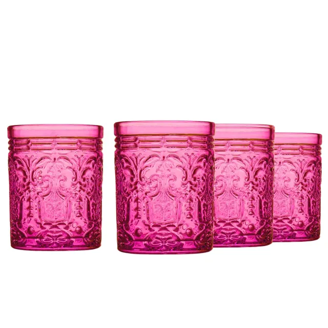 Godinger Jax Hot Pink Double Old Fashion glas 4 stk krystal