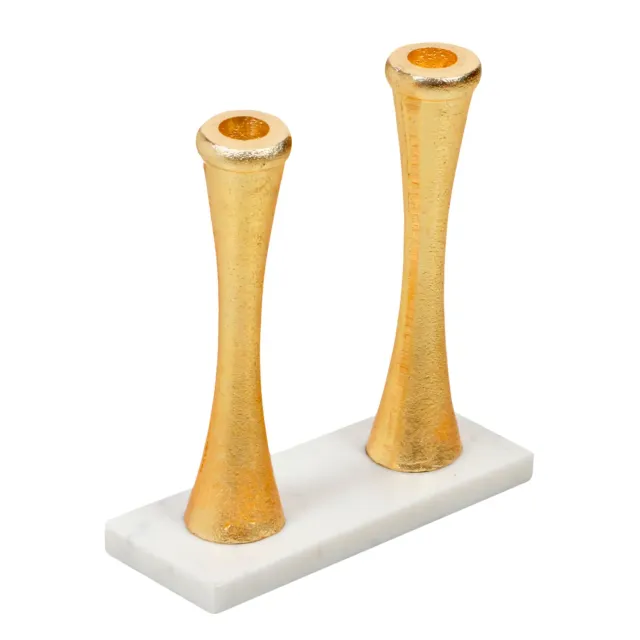 Godinger White Marble lysestage hvid marmor guld