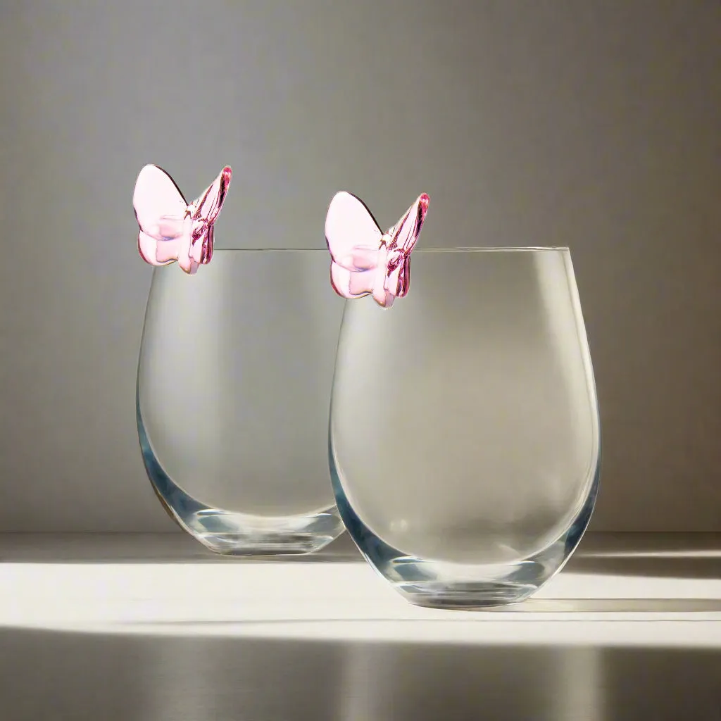 Godinger Butterfly Blush vinglas uden stilk 2 stk