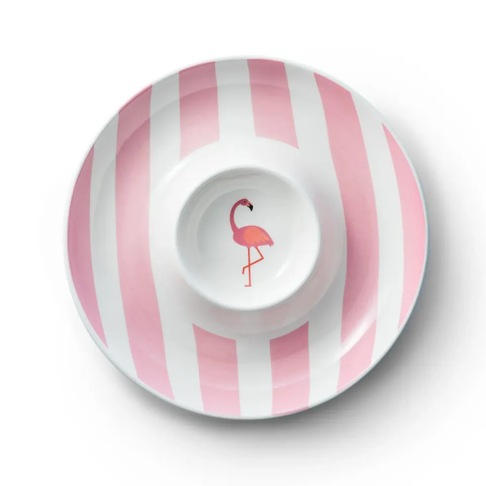 Godinger Jill Zarin Flamingo chip dip fad lyserød