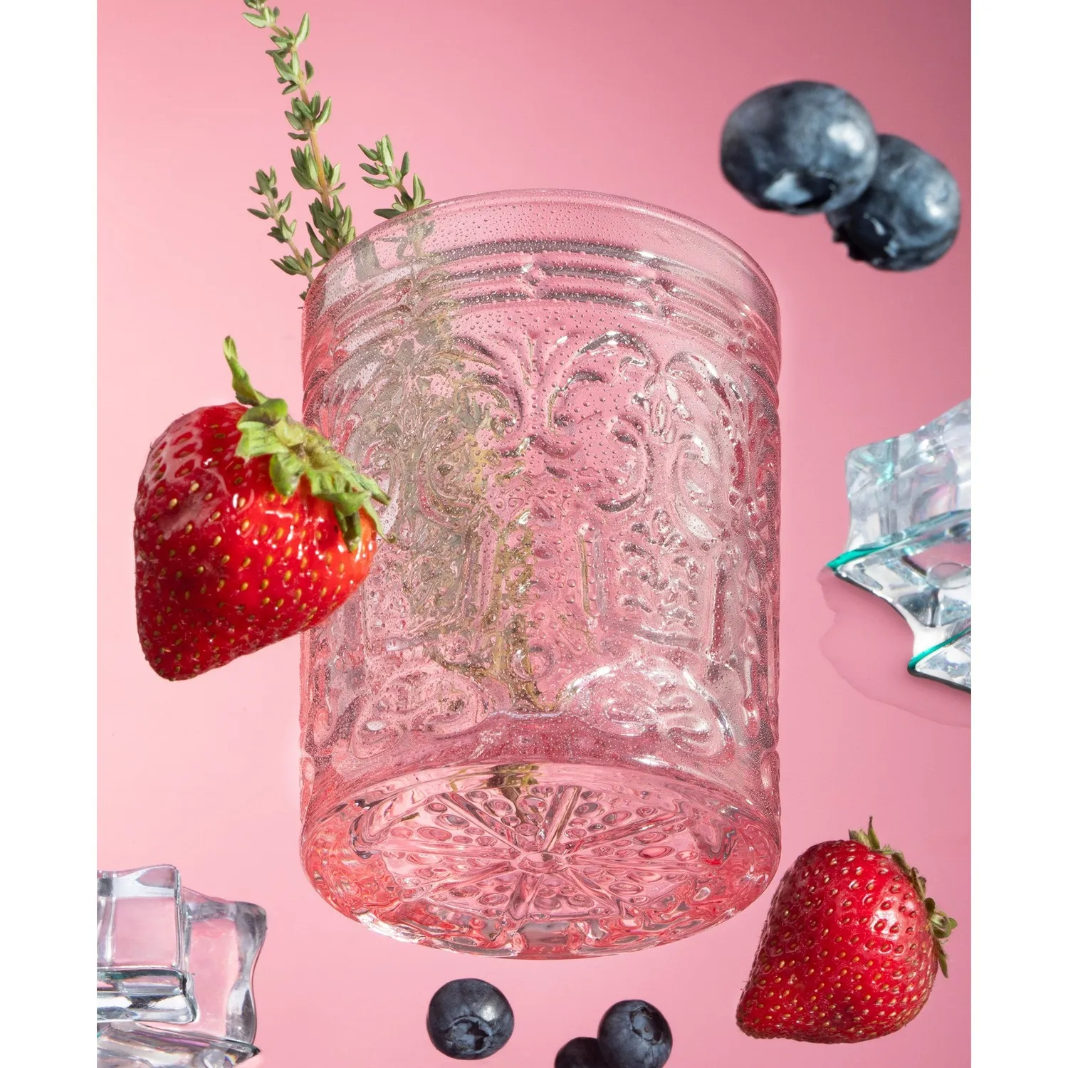 Godinger Jax Double Old Fashion whiskyglas 4 stk pink krystal