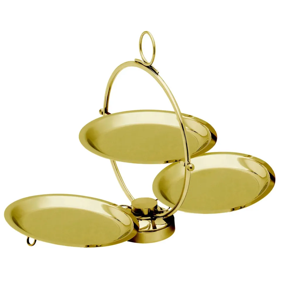 Godinger etagere 2 etager rund guld sammenklappelig