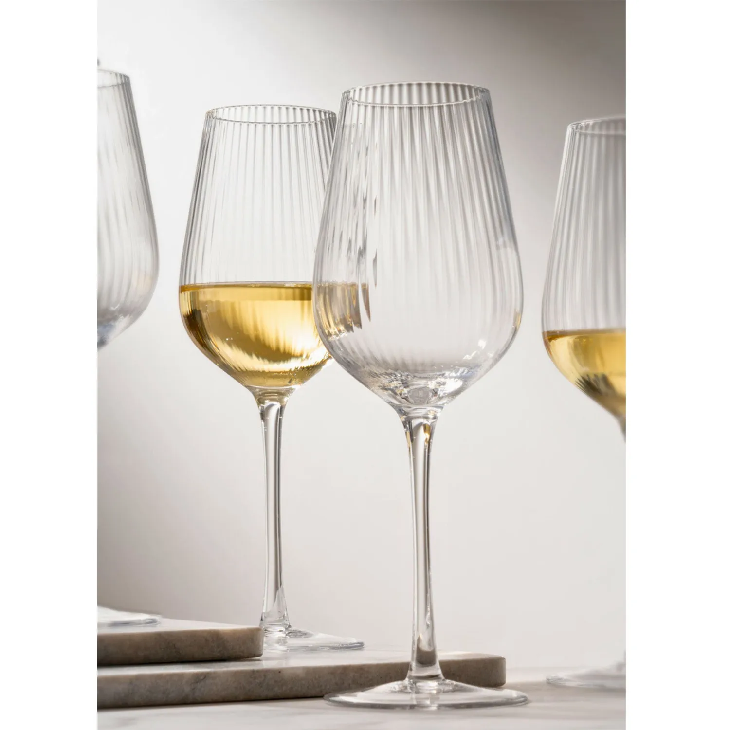 Godinger Divo Optic hvidvinsglas 4 stk rillet krystal