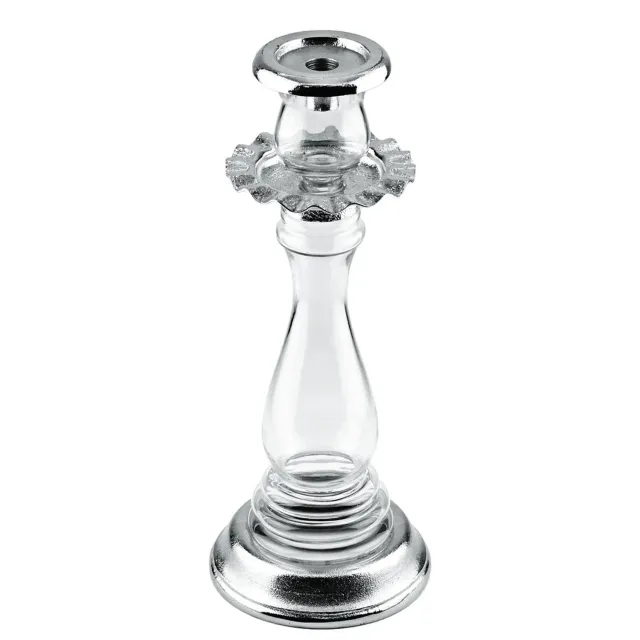 Godinger Ripple lysestage stor sølv glas 42 cm