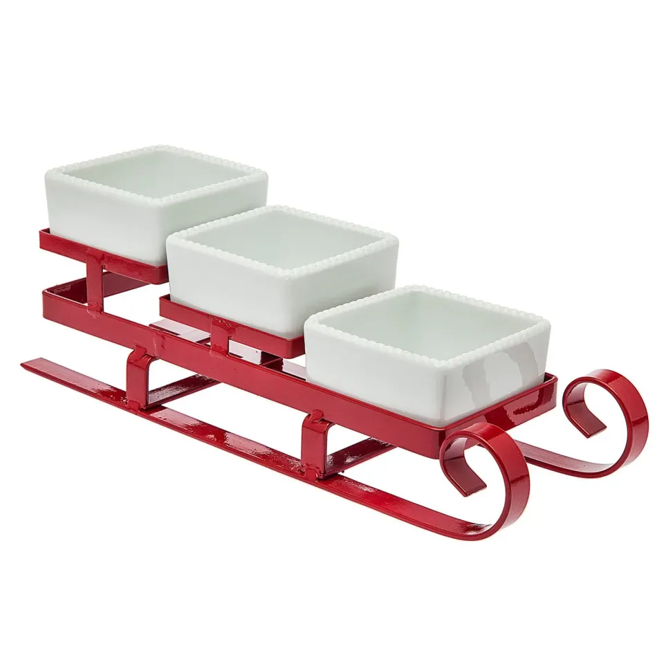 Godinger Christmas Sleigh serveringsfad hvid porcelæn