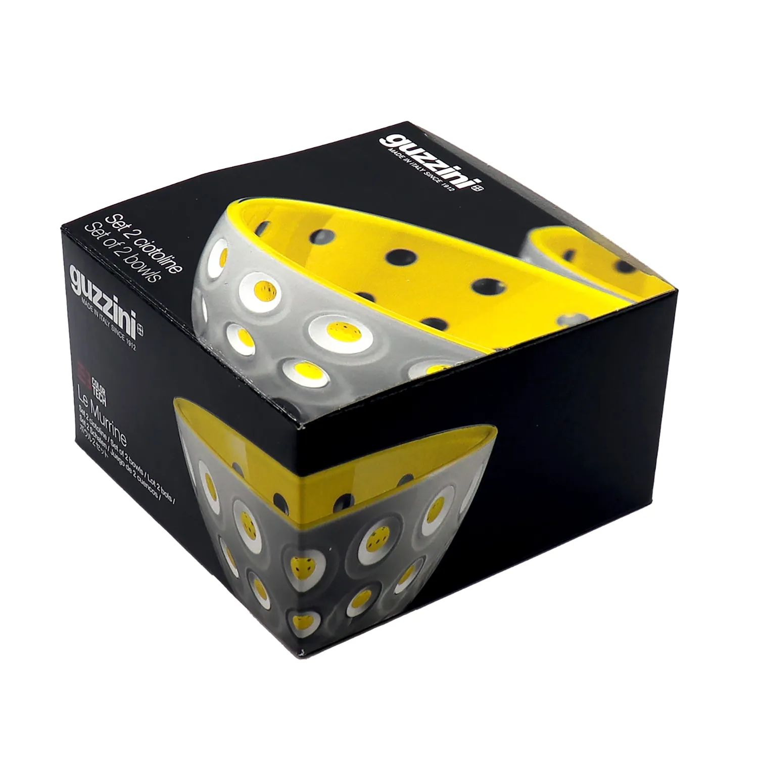 Guzzini Le Murrine skåle 12 cm gul hvid aqua sæt 2