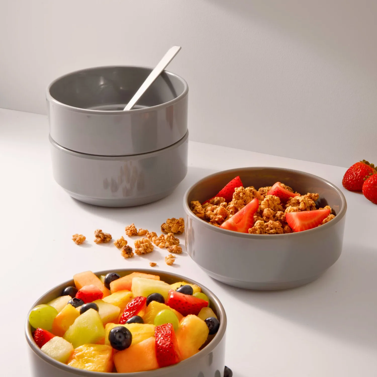 Godinger Marbella cerealskål grå melamin 4 stk