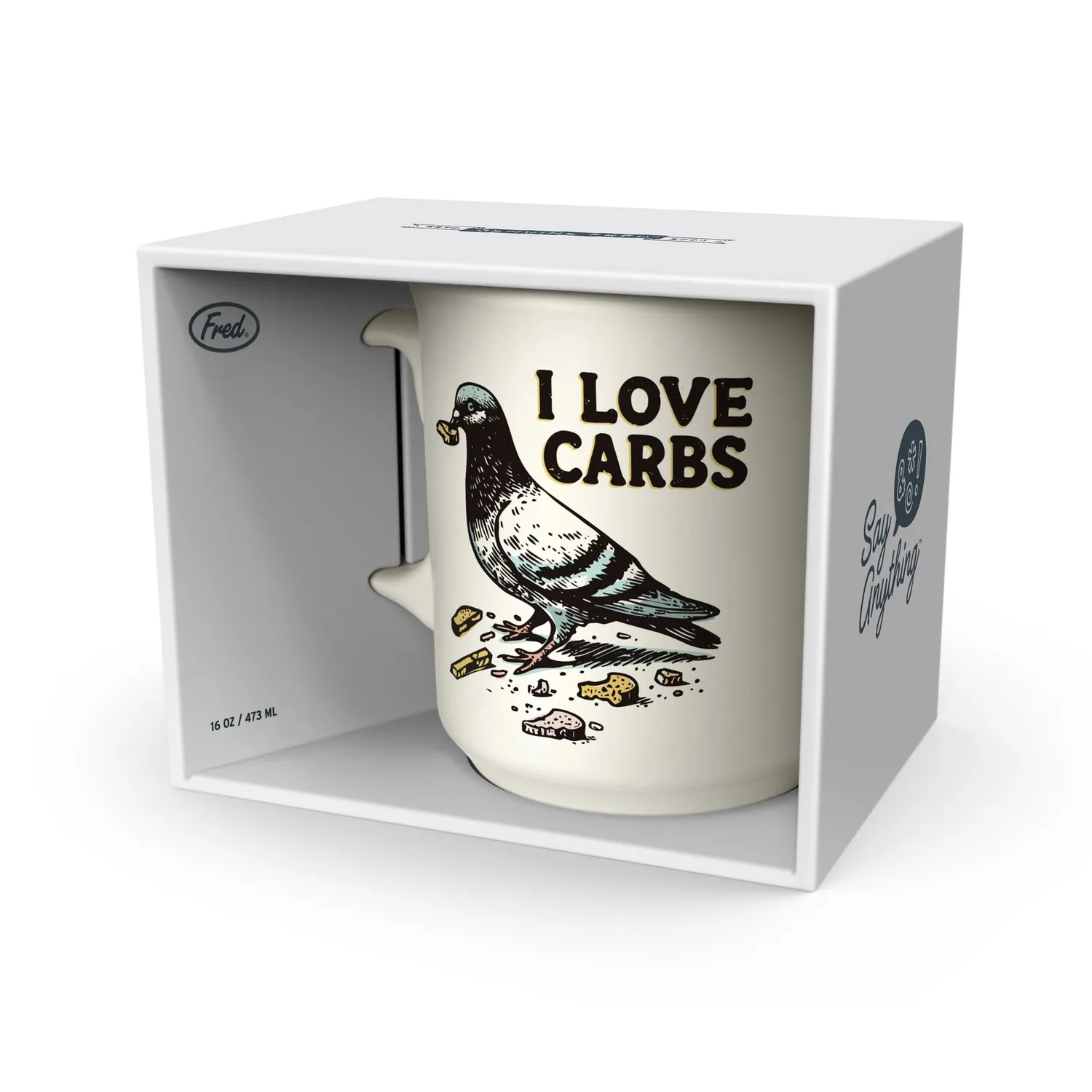 Fred Say Anything I Love Carbs krus 473 ml sjov