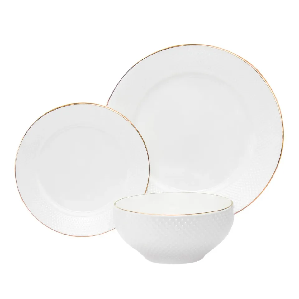 Godinger Pique spisestel porcelæn 18 dele guld