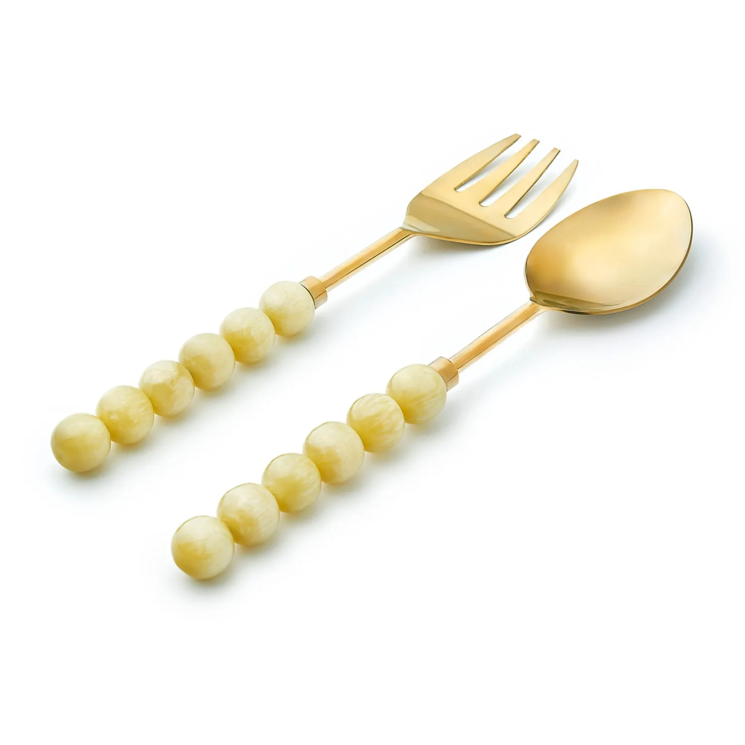 Godinger Rathlin salatbestik gul resin 2 dele guld