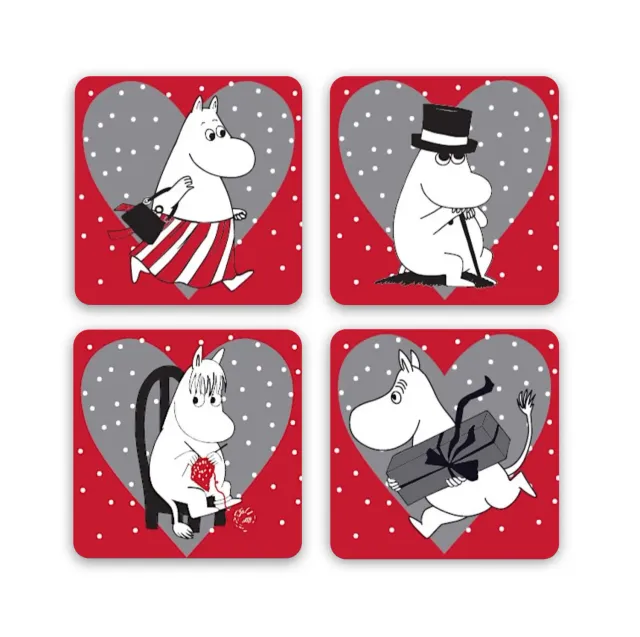 Opto Design Moomin Christmas Heart bordskåner 4-pak rød