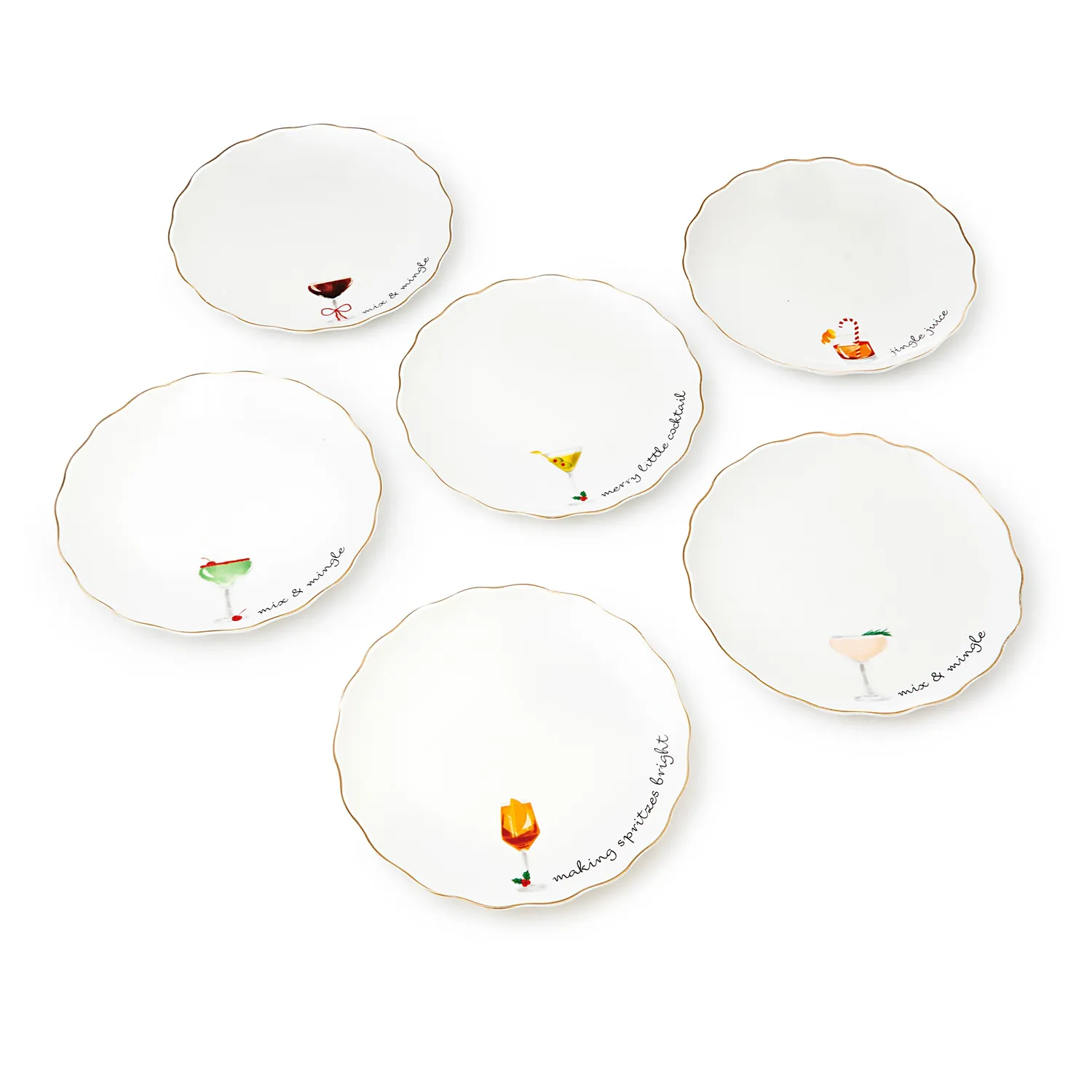 Godinger Holiday Cheers forretstallerken 6 stk porcelæn