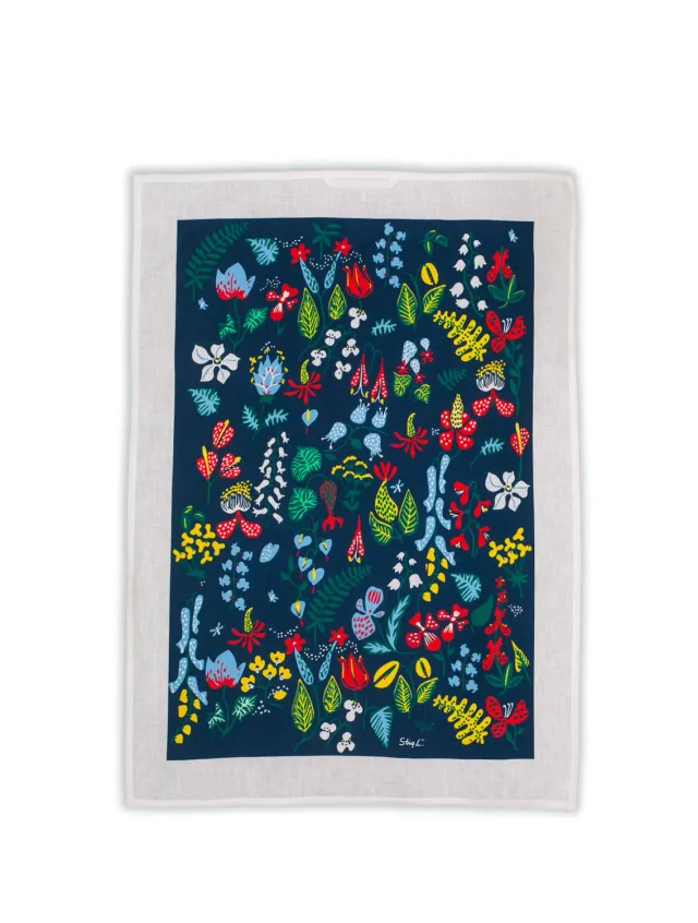 Opto Design Herbarium Blue viskestykke 70x50 cm hørblanding