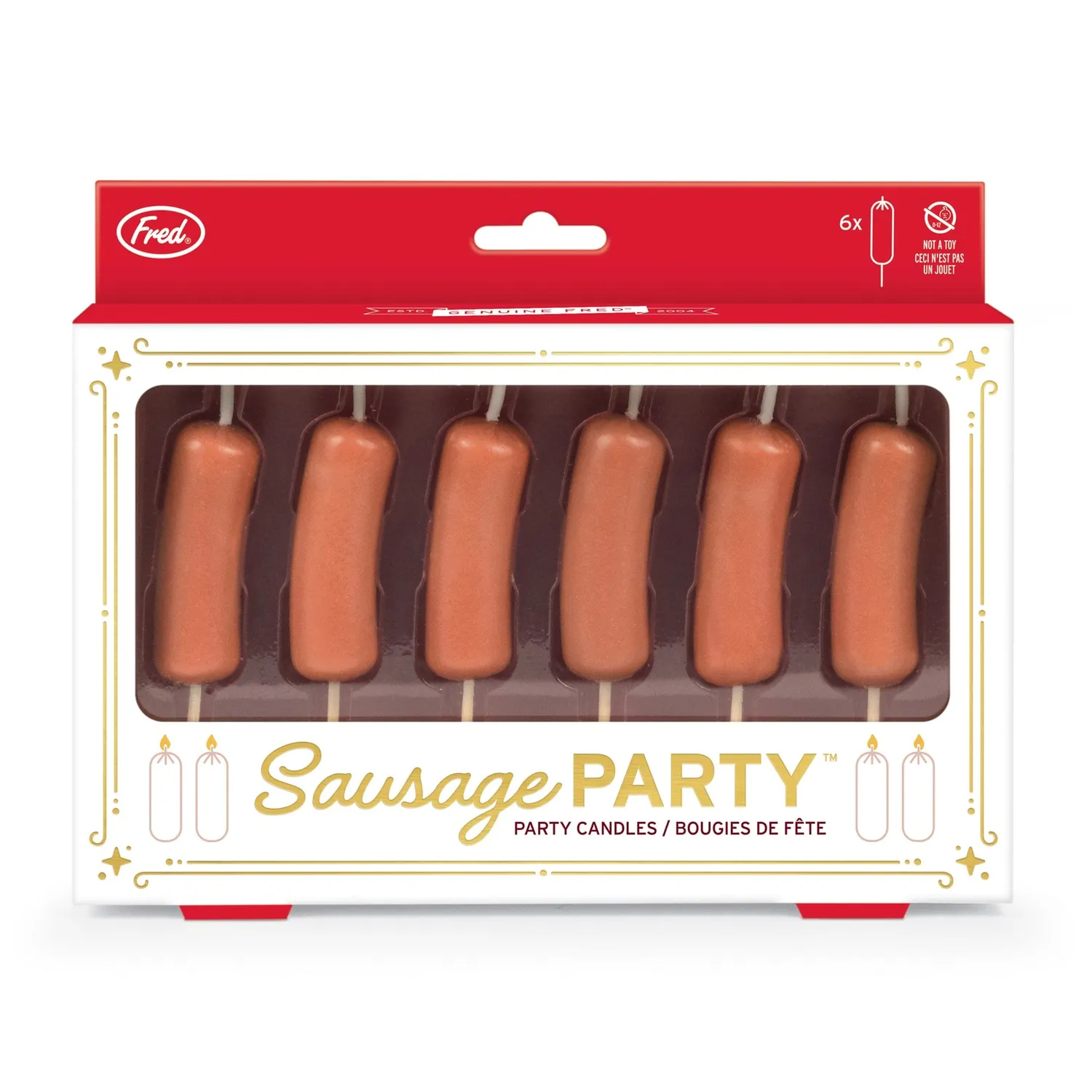 Fred Sausage Party fødselsdagslys 6-pak pølse