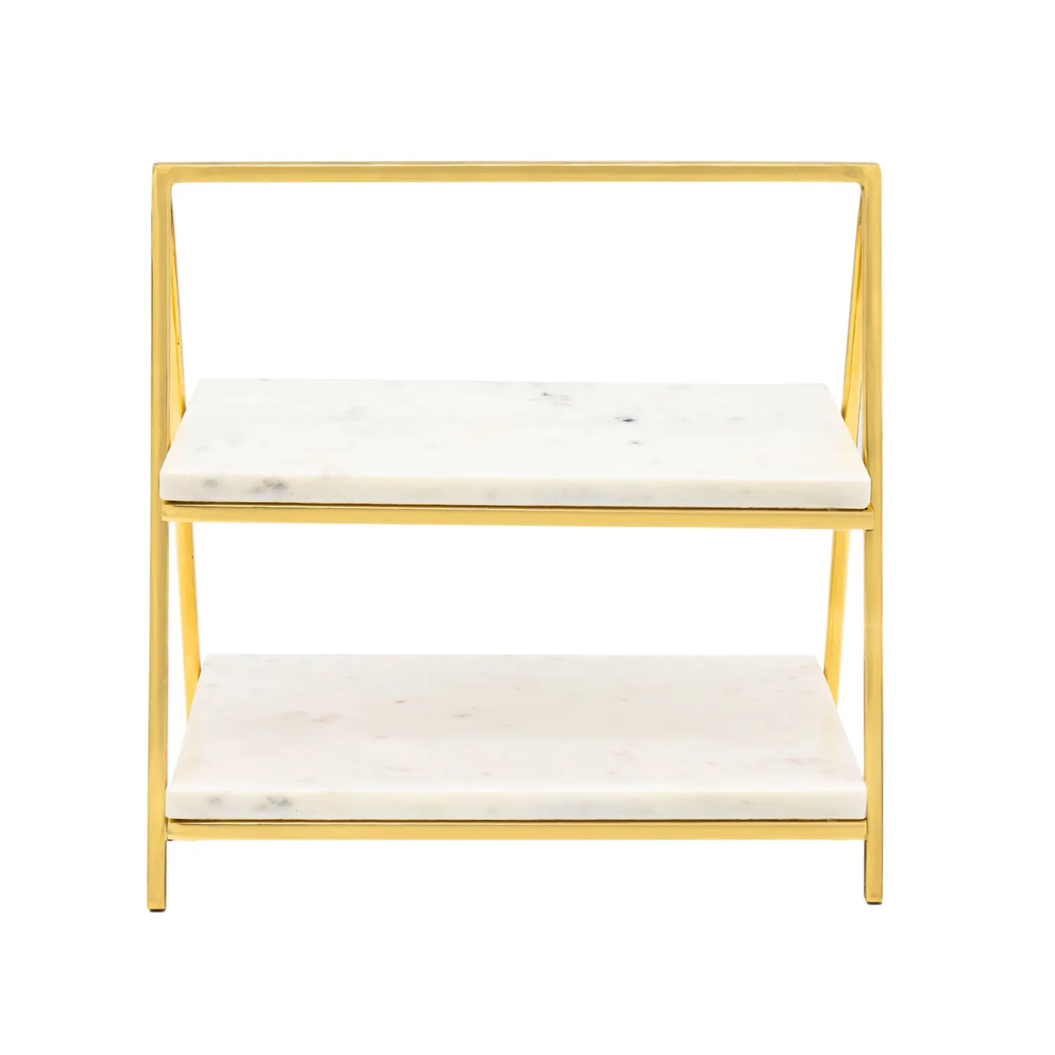 Godinger Doux etagere 2 etager hvid marmor guld