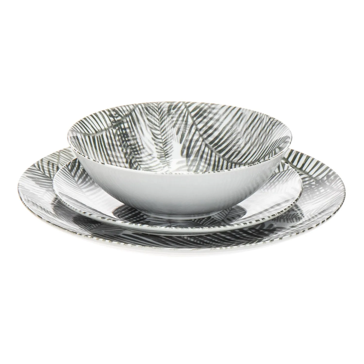Godinger Felice spisestel porcelæn 12 dele hvid-sort