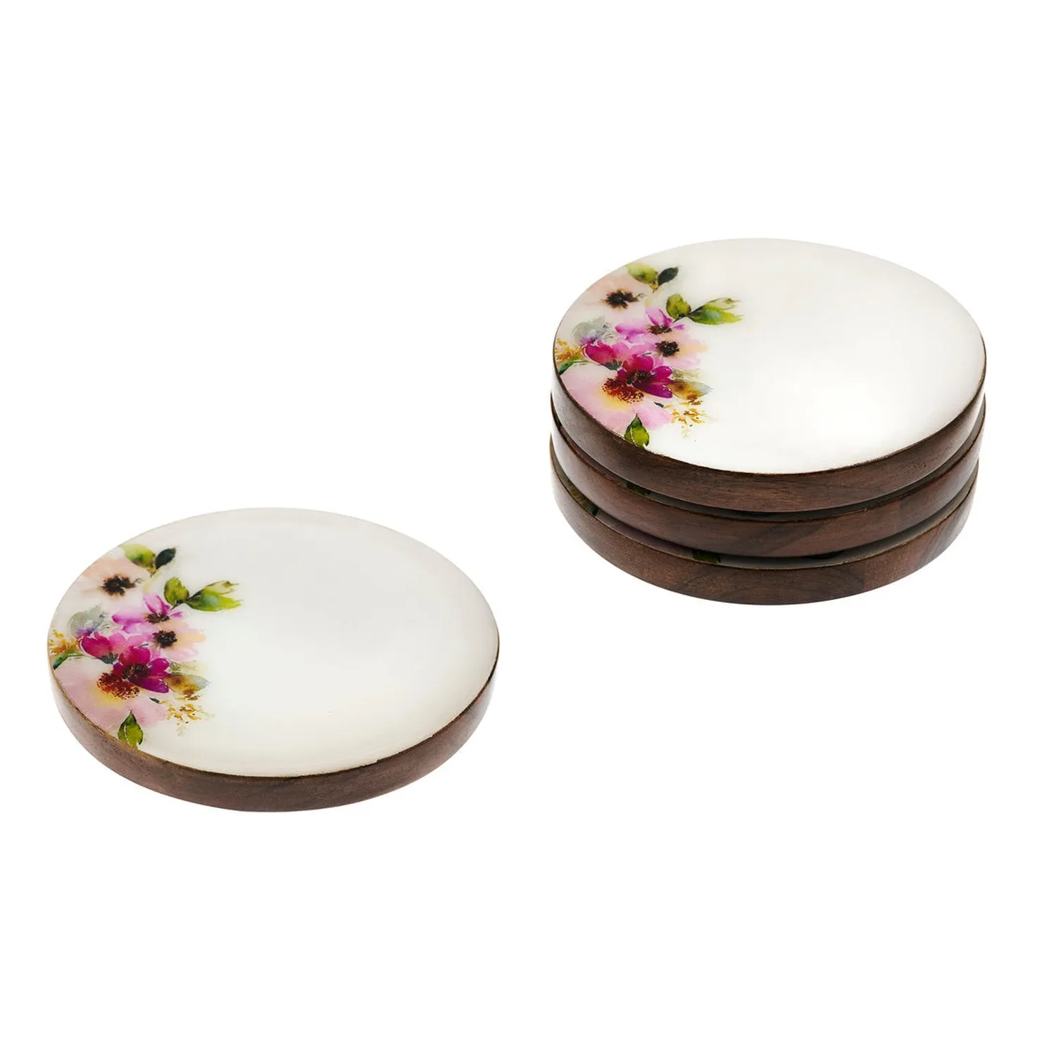 Godinger Claro bordskånere rosa blomst 4 stk træ