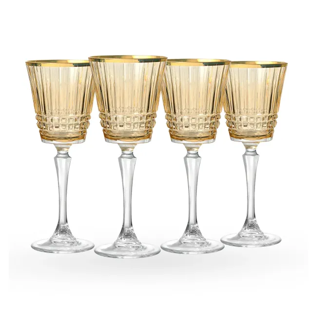 Godinger Cristine Hvidvinsglas 4 stk rav guldkant