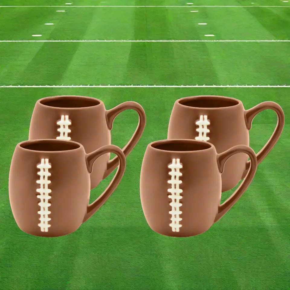 Godinger League Football Mug krus 4 stk porcelæn