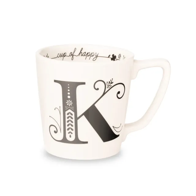 Godinger Cup of Happy Letter Mug K krus hvid porcelæn