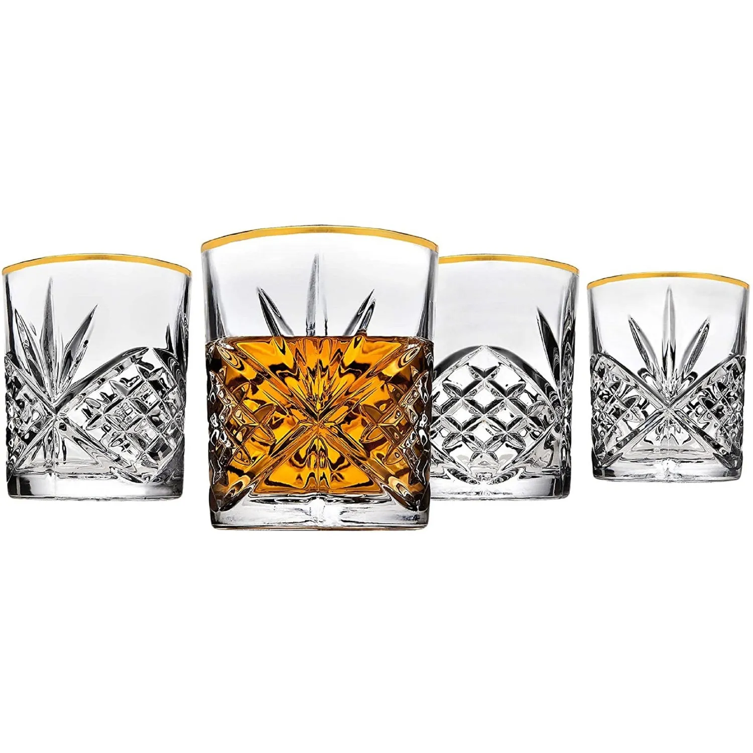 Godinger Dublin Gold Rim whiskyglas 4 stk guld