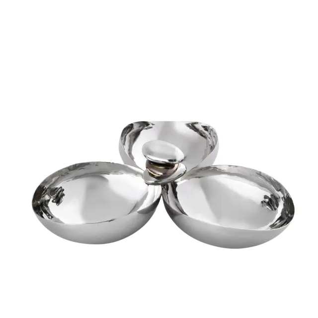 Godinger Pebble Gunmetal Trio snacks skål stål glas