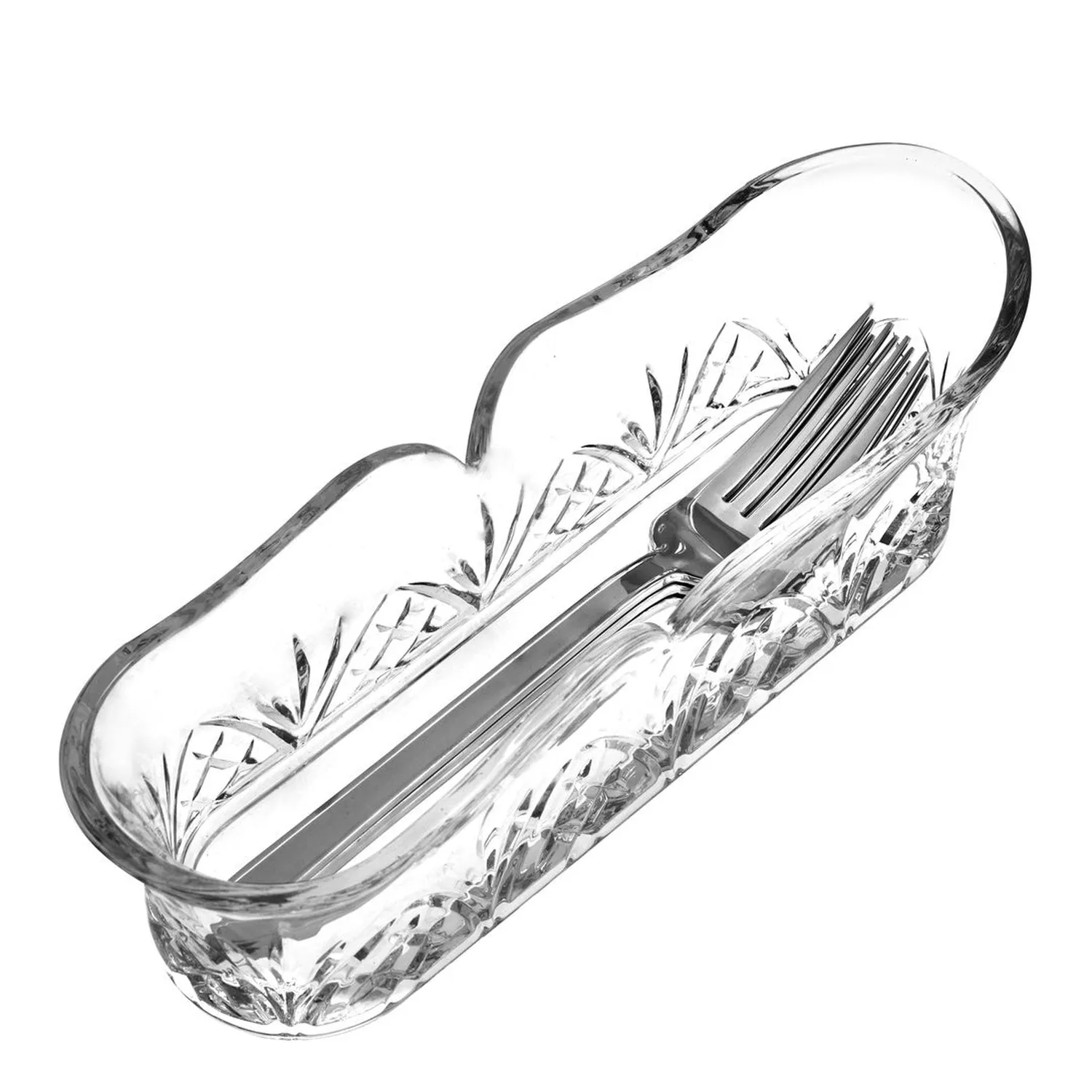 Godinger Dublin Crystal Fork & Spoon Caddy bestikholder klar blyfri
