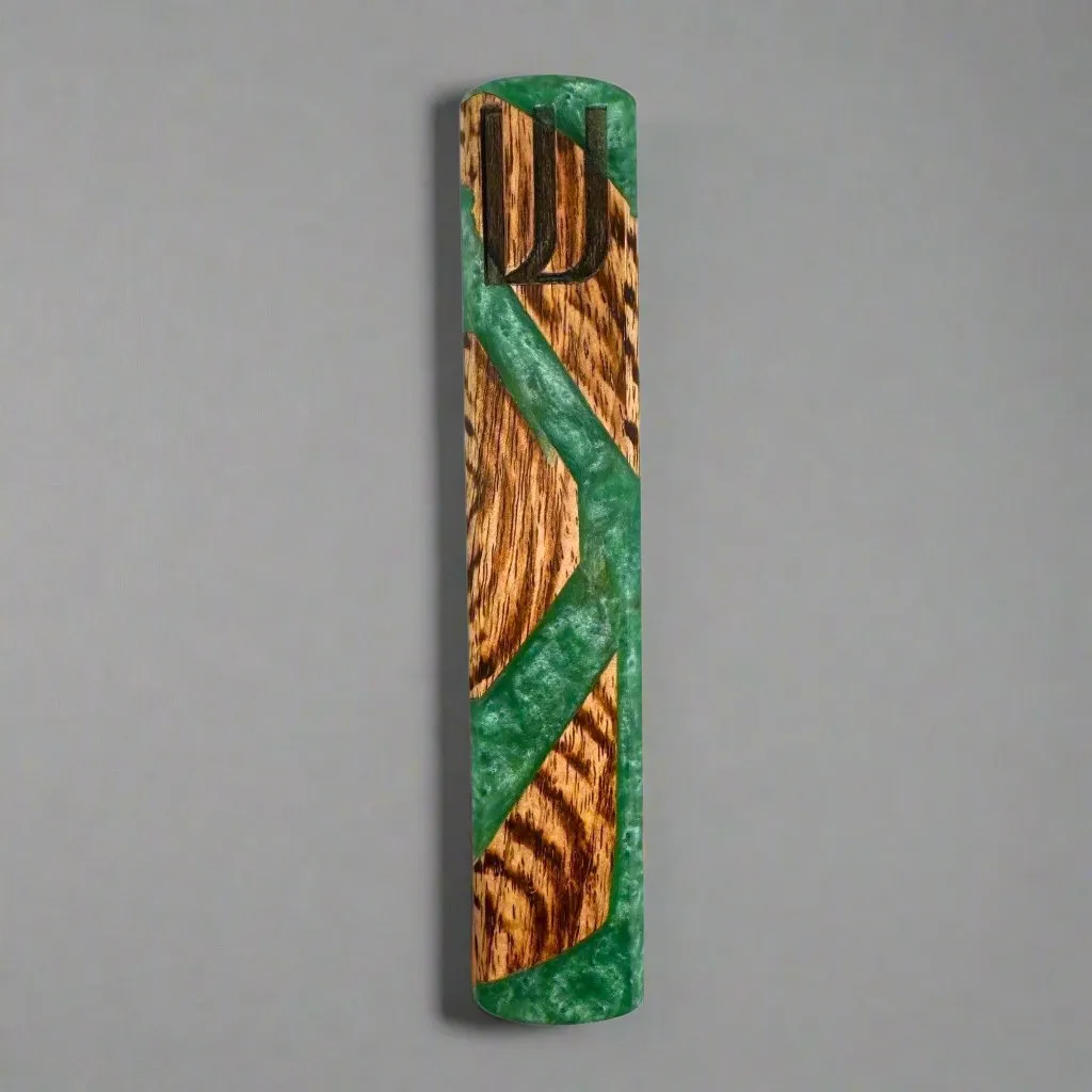 Godinger mezuzah træ grøn harpiks akacie