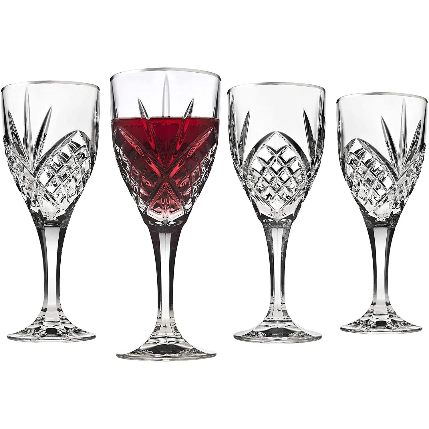 Godinger Dublin Platinum Rim pokalglas 4 stk krystal