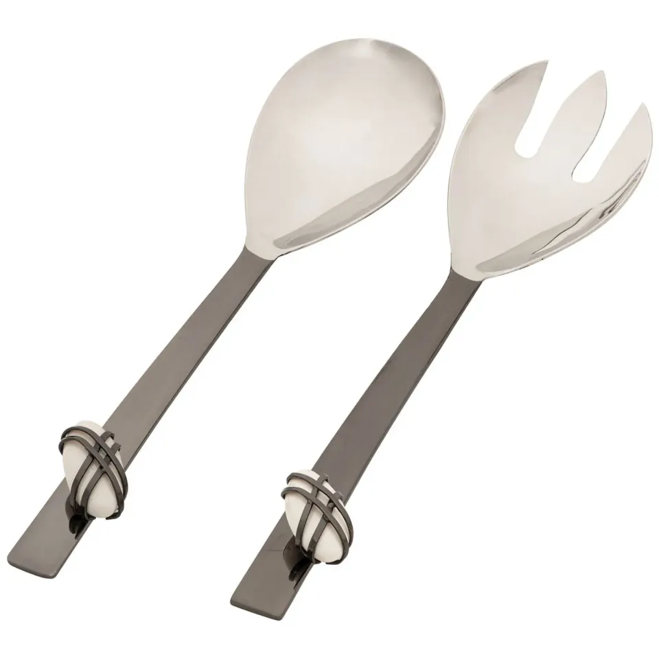 Godinger Pebble salatbestik rustfrit stål sort 2 dele