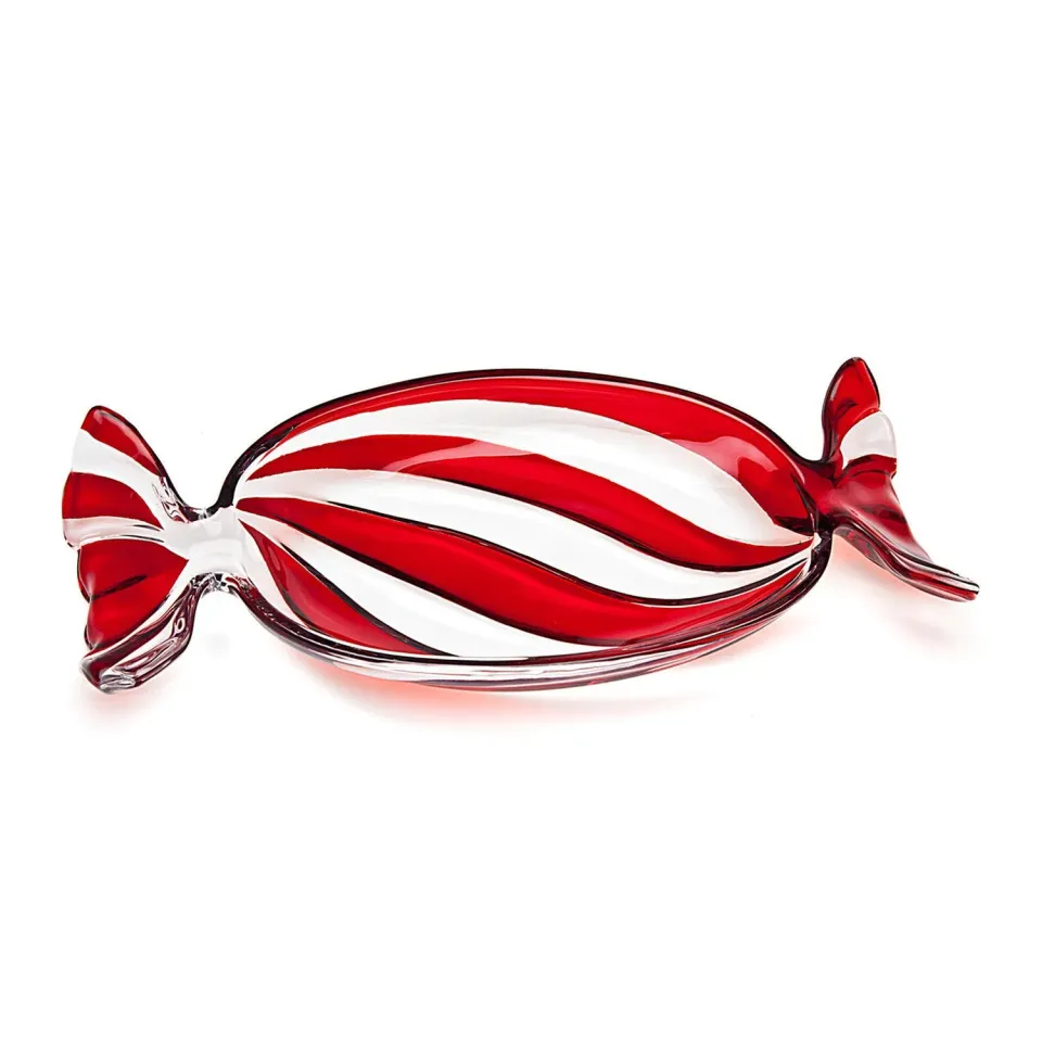 Godinger Peppermint Small Serving Tray fad rød krystal