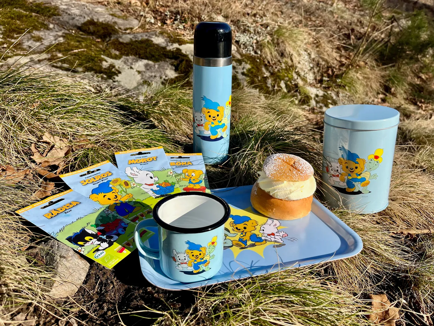 Opto Design Bamse & Friends dåse blå metal til slik