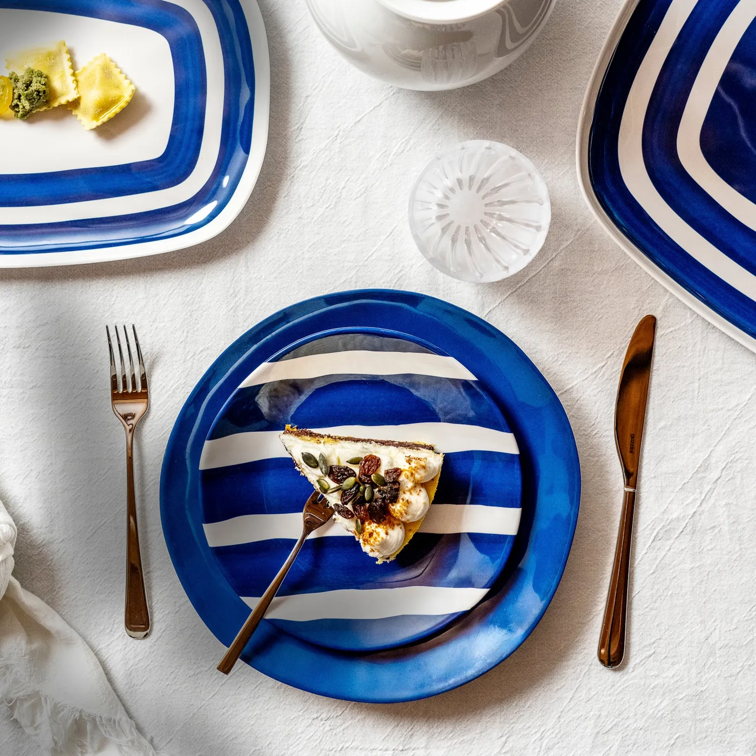 Guzzini Riviera desserttallerken Mediterranean blue melamin